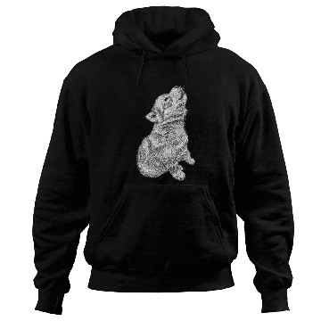 Discover Cute Baby Howling Wolf Cub Sketch Hoodies