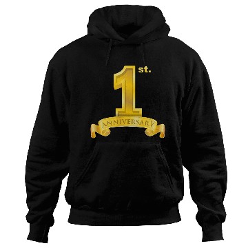 Discover first 1st anniversary. big number and ribbon text Hoodies
