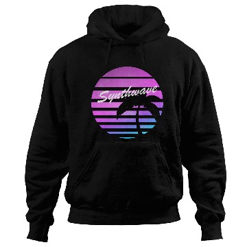 Discover Aesthetic synthwave sunset with palm tree. Hoodies
