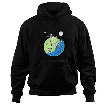 Discover Moonlight surfing skeleton Hoodies for Halloween