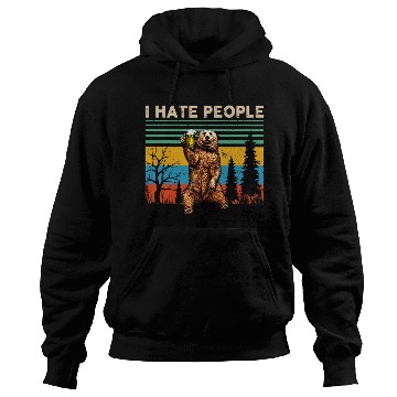 Discover I Hate People Bear Drinking Beer Vintage Hoodies