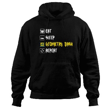 Discover Eat sleep geometry dash repeat retro Jumper Repeat Hoodies