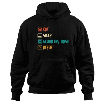 Discover Eat sleep geometry dash repeat retro Jumper Repeat Hoodies