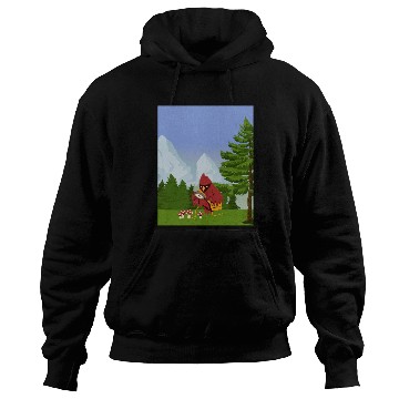 Discover Cardinal Bird Foraging Collecting Mushrooms Hoodies