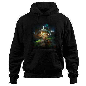 Discover Glowing Fantasy surreal Mushroom Tree Hoodies