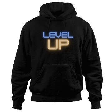 Discover Black Level Up Neon Typography Hoodies