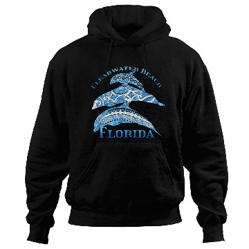 Discover Clearwater Beach Florida Vacation Tribal Dolphins Hoodies
