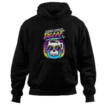 Discover Death Before Decaf (Skull Mug) Retro Neon 80s 90s Hoodies