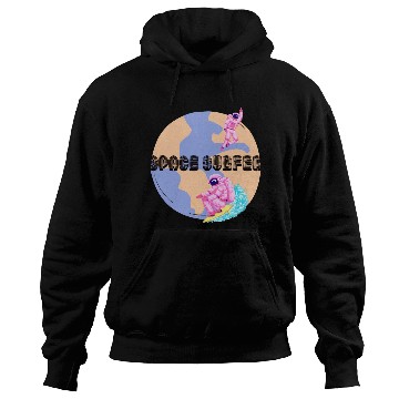 Discover Space Surfer Two Astronauts and Planet Earth Hoodies