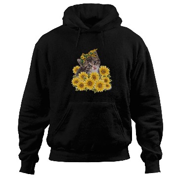 Discover Sunflower Cat Lover Cute Kitten Lady Gift Hoodies