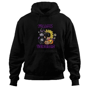 Discover Follow Your Dreams - Black Cat Jack-O-Lantern Hoodies
