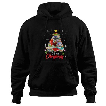 Discover Merry Christmas Tree Love Reading Books Librarian Hoodies