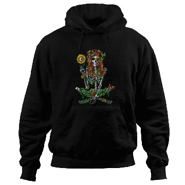 Discover Skeleton Hippie Psychedelic Sunflower Nature Flora Hoodies