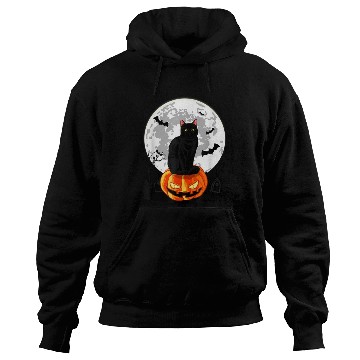 Discover Black Cat On Pumpkin Hoodies Full Moon Halloween