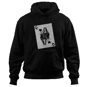 Discover Womens Skeleton Queen Playing Card Gambling Hallow Hoodies