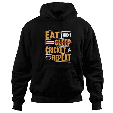 Discover Eat Sleep Cricket Repeat - Playing Cricket Player Hoodies