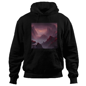 Discover Lonely Red Mountains on an Alien Planet Abstract Hoodies