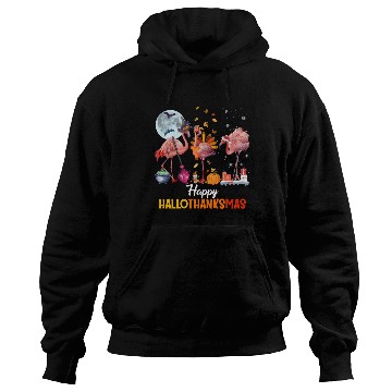 Discover Flamingo Halloween And Merry Christmas Happy Hoodies