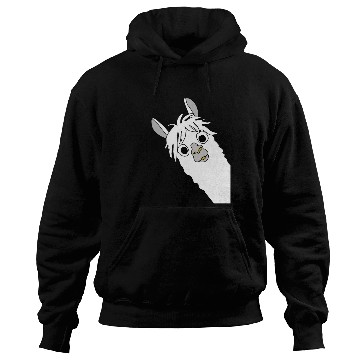 Discover Laughing alpaca comic lama in white with big eyes Hoodies