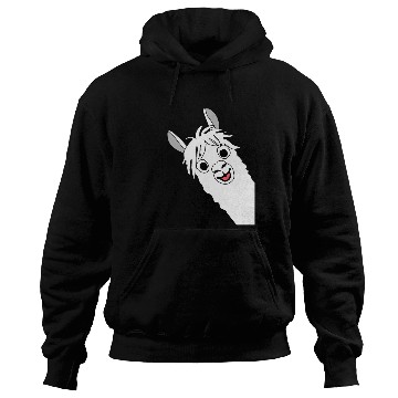 Discover Laughing alpaca comic lama in white with big eyes Hoodies