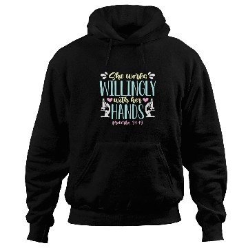 Discover Lab Technician She Works Willingly Medical Science Hoodies