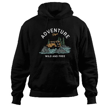 Discover Light Blue Illustration Adventure Hoodies