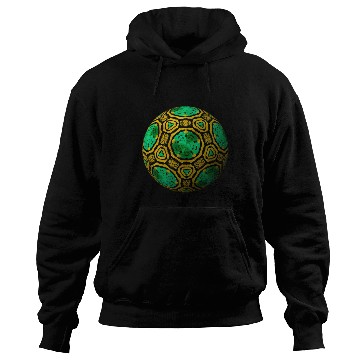 Discover Green 3D Sphere with Gold Symmetric Shapes Hoodies