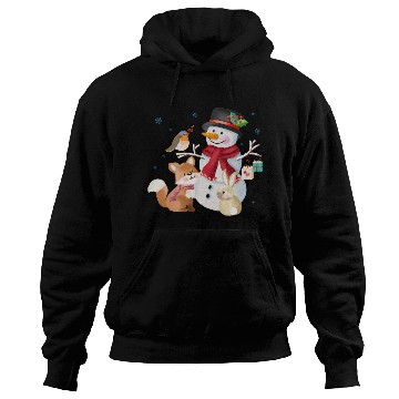 Discover Snowman with fox, rabbit and robin Hoodies