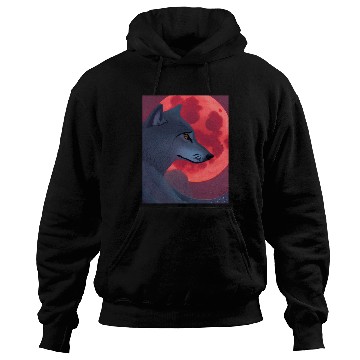 Discover A Grey Wolf Staring at a Blood Moon Hoodies