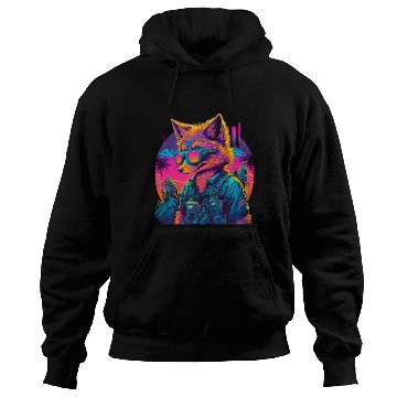 Discover Retro Futuristic Synthwave Fox Hoodies