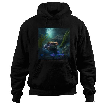 Discover A toad in a creek the toad has blue glowing eyes Hoodies