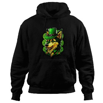 Discover Cuddly Wolf St. Patrick's Day Hat With Green Eyes Hoodies