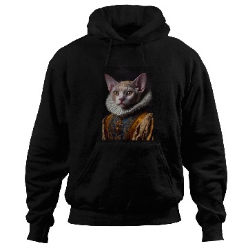 Discover Black Queen Devon Rex Cat Breed Portrait Royal Ren Hoodies