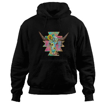 Discover Colorful Floral Bull Skull Hoodies