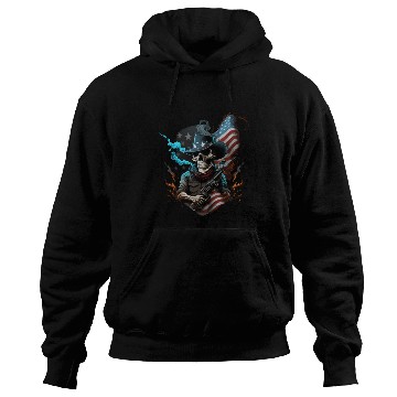 Discover Skeleton with a gun, American flag Hoodies