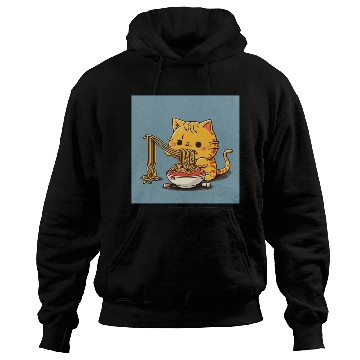 Discover Japanese cat eating spaghetti Hoodies