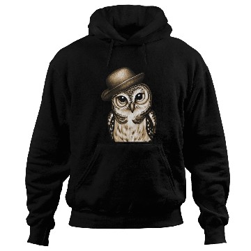 Discover owl wearing derby hat - brown color Hoodies