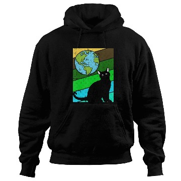Discover Black Cat Earth Day Retro Kitten Lover Environment Hoodies