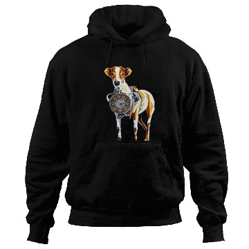 Discover Brown White Greyhound Dog With Old Looking Clock Hoodies
