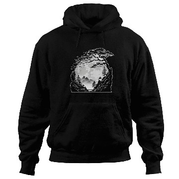 Discover Japanese Mountain Landscape Gothic Full Moon Fores Hoodies