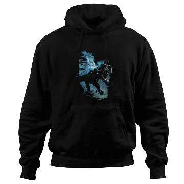 Discover T-Rex running from a meteor storm Hoodies