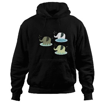 Discover Three elephants spraying water Hoodies