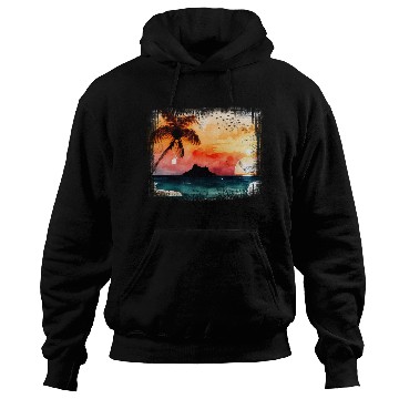Discover Beach Sunset Watercolor Design Art 5 Hoodies