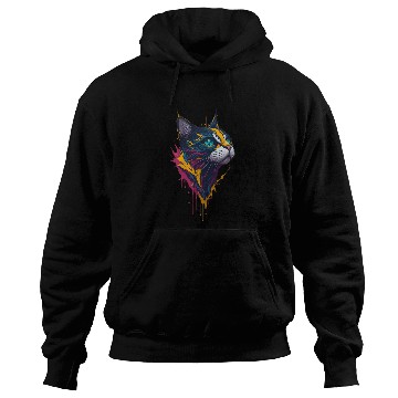 Discover Blue-Eyed Graffiti Cat Head Painting Hoodies