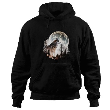 Discover Wolf Moonlight Forest Wild Werewolf Watercolor 5 Hoodies
