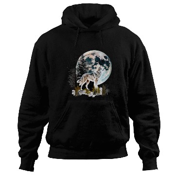 Discover Wolf Moonlight Forest Wild Werewolf Watercolor 2 Hoodies