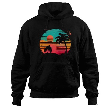 Discover Vintage Retro Sunset Watercolor Beach Vacation 8 Hoodies