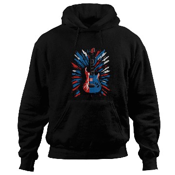 Discover Electric guitar in Union Jack flag colors Hoodies