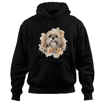 Discover Lhasa Apso Dog Watercolor Floral Hoodies