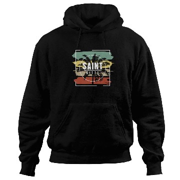 Discover Saint Kitts Artistic Palm Tree Retro Hoodies